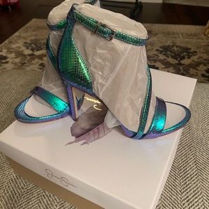 Jessica Simpson mermaid green strapy heels